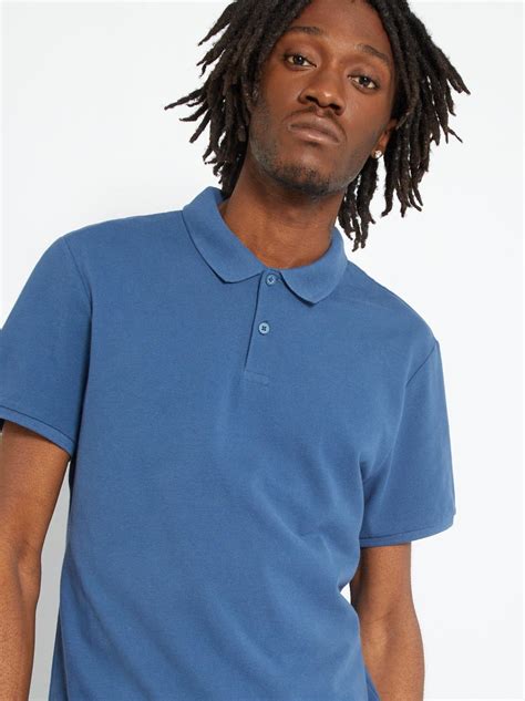 Polo in piqué di cotone in blu scuro 